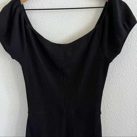 Reformation Black Ribbed Dress Mini Casual Sweetheart Neckline Small - Picture 7 of 9